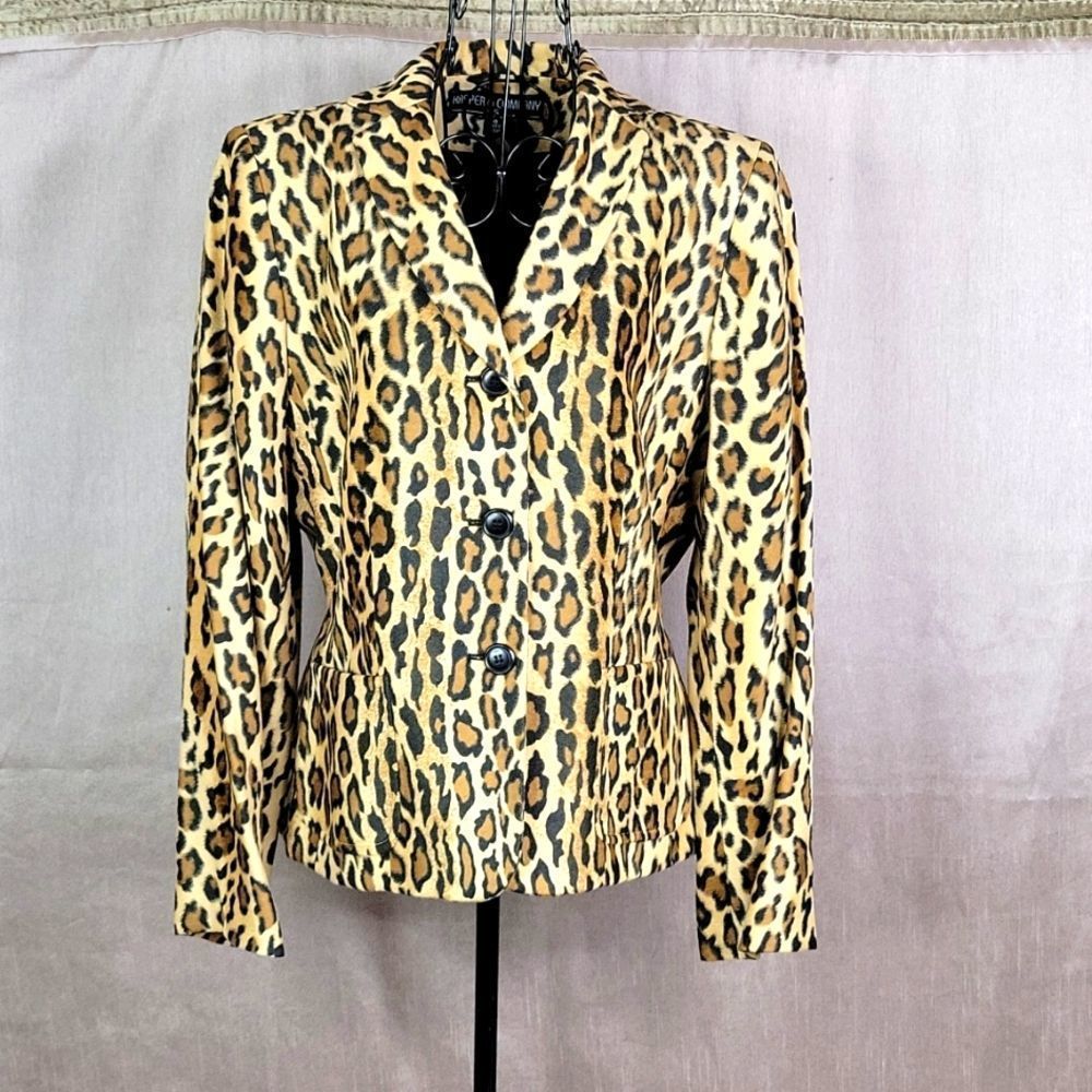 KASPER AND CO. ASL Soft Furry Leopard Print Jacket Size 8